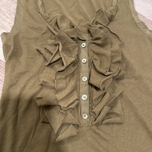 Jcrew Green Ruffle Button Tank Top - Picture 3 of 3